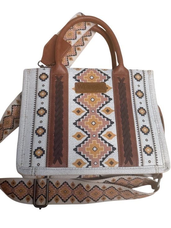 Wrangler Handbags - Wrangler Geometric Native Patterned Shoulder Bag in Brown and Cream Rodeo,